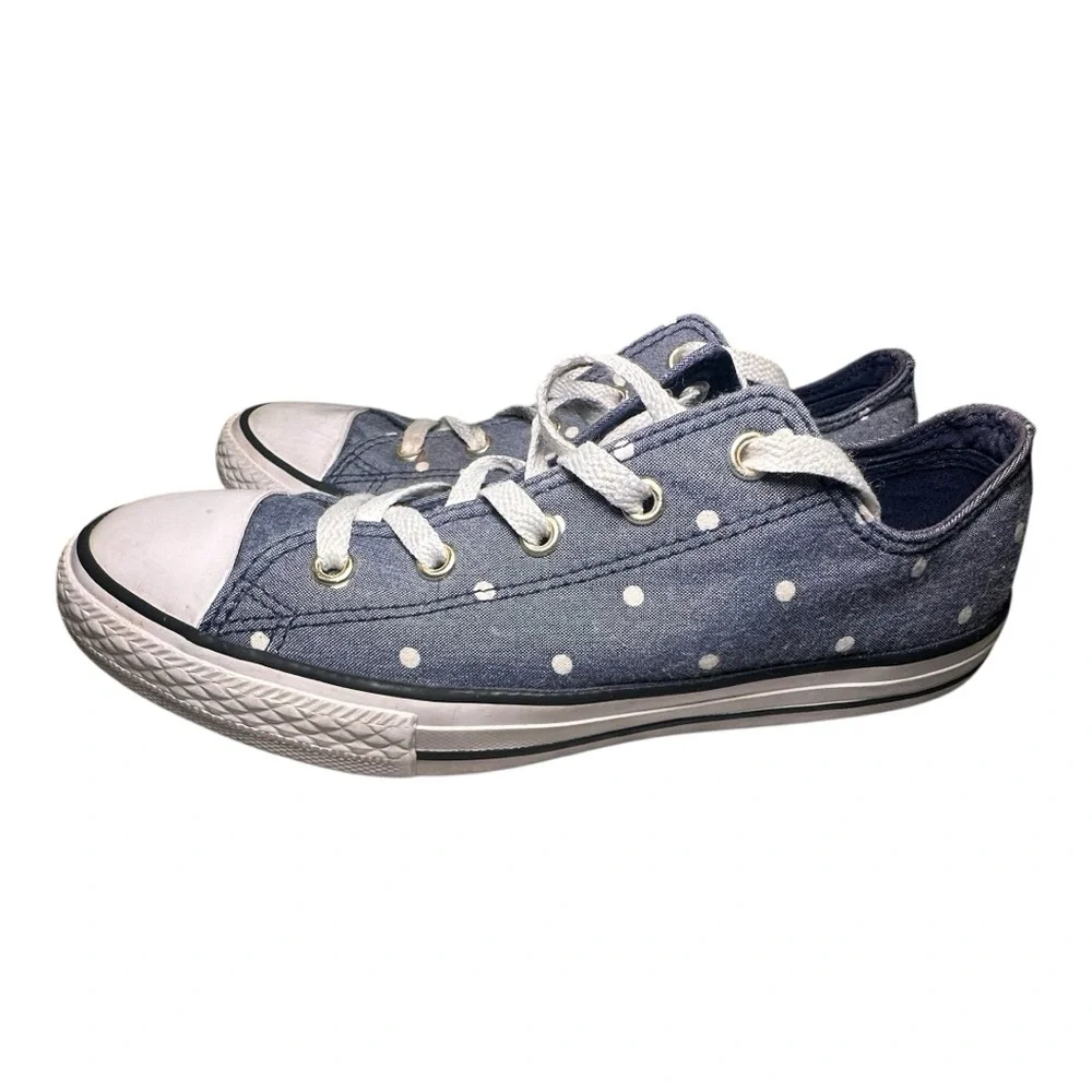 Converse Chuck Taylor All Star Denim Polka Dot Sneakers Women's 4 Youth 3.5 Blue